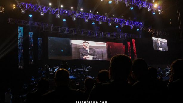 MCGI Overall Servant Bro. Eli Soriano gives a message during the Songs for Heroes 3 benefit concert held on October 31 at the Mall of Asia Arena. Courtesy: Photoville International | Frederick Alvior
