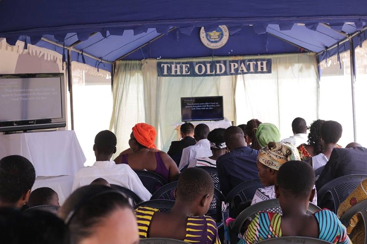 Guests and Church members in Africa gathered to listen to the January 26 Worldwide Bible Exposition hosted by MCGI Over-all Servants Bro. Eli Soriano and Bro. Daniel Razon. Courtesy: Rico Rivadenera | Photoville  International