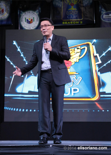 Bro. Daniel Razon, current CEO of BMPI-UNTV and the mind behind UNTV Cup, welcomes the teams participating in the 2nd season of the charity basketball league during the tournament’s kickoff party  at 1 Esplanade Pasay City on January 14, 2014. (Photo by Rovic Balunsay, Photoville International) 